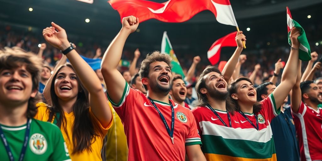 Fani sportivi bucurându-se de meciuri în direct.