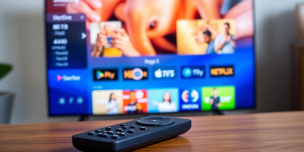Set de televiziune digitală modern, opțiuni de streaming.