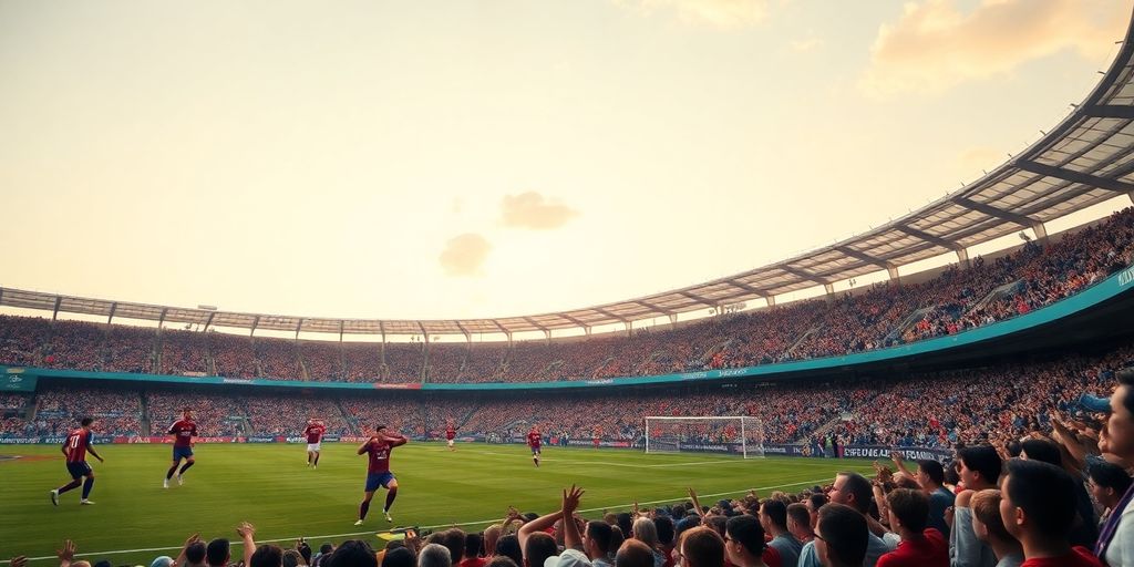 Un meci de fotbal în acțiune cu jucători.
